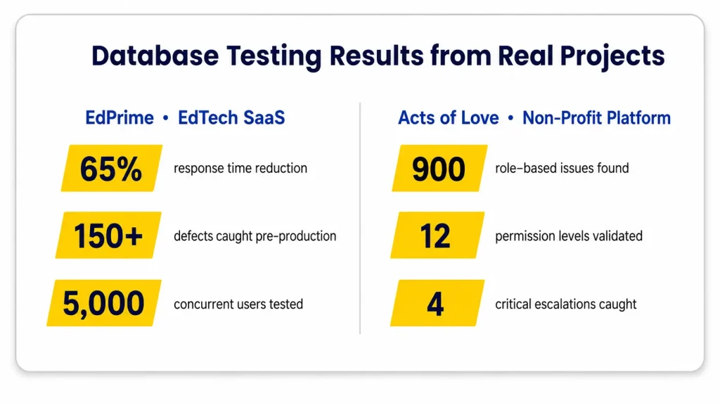 Database Testing: Types, Process, and Test Cases from Real Projects Real project results of testscenario